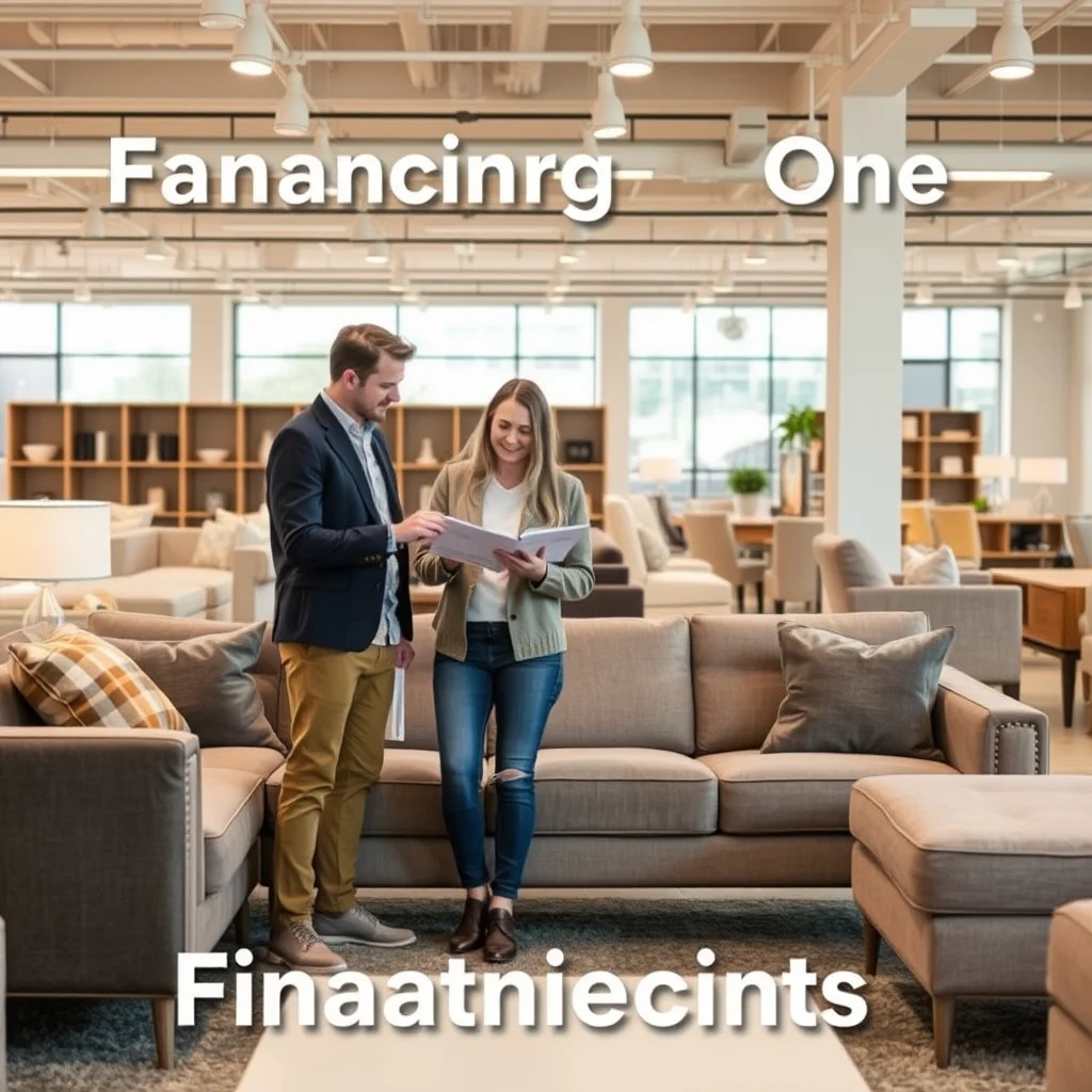 Pareja discutiendo opciones de financiamiento en tienda.