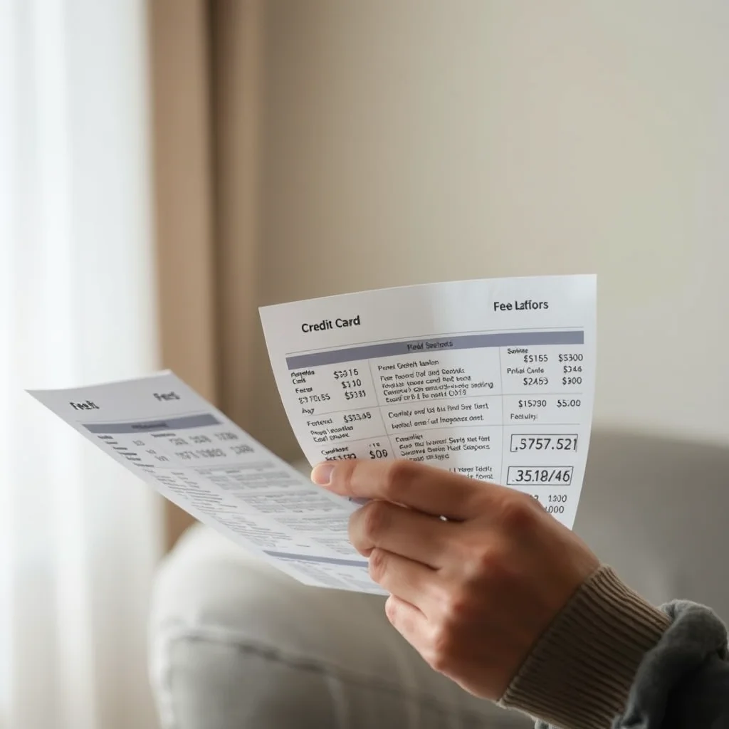 Persona revisando estados de cuenta de tarjetas.