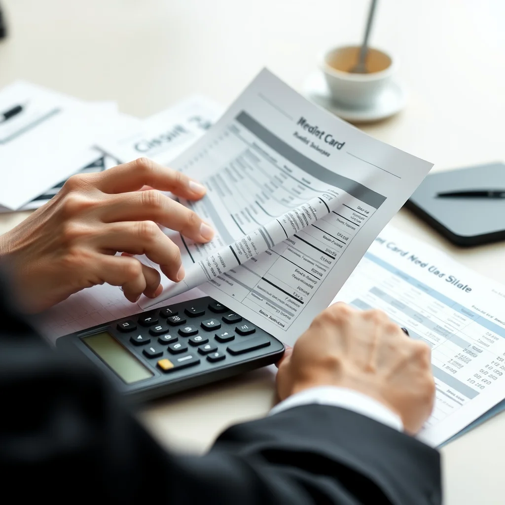 Persona revisando estados de cuenta de tarjetas.
