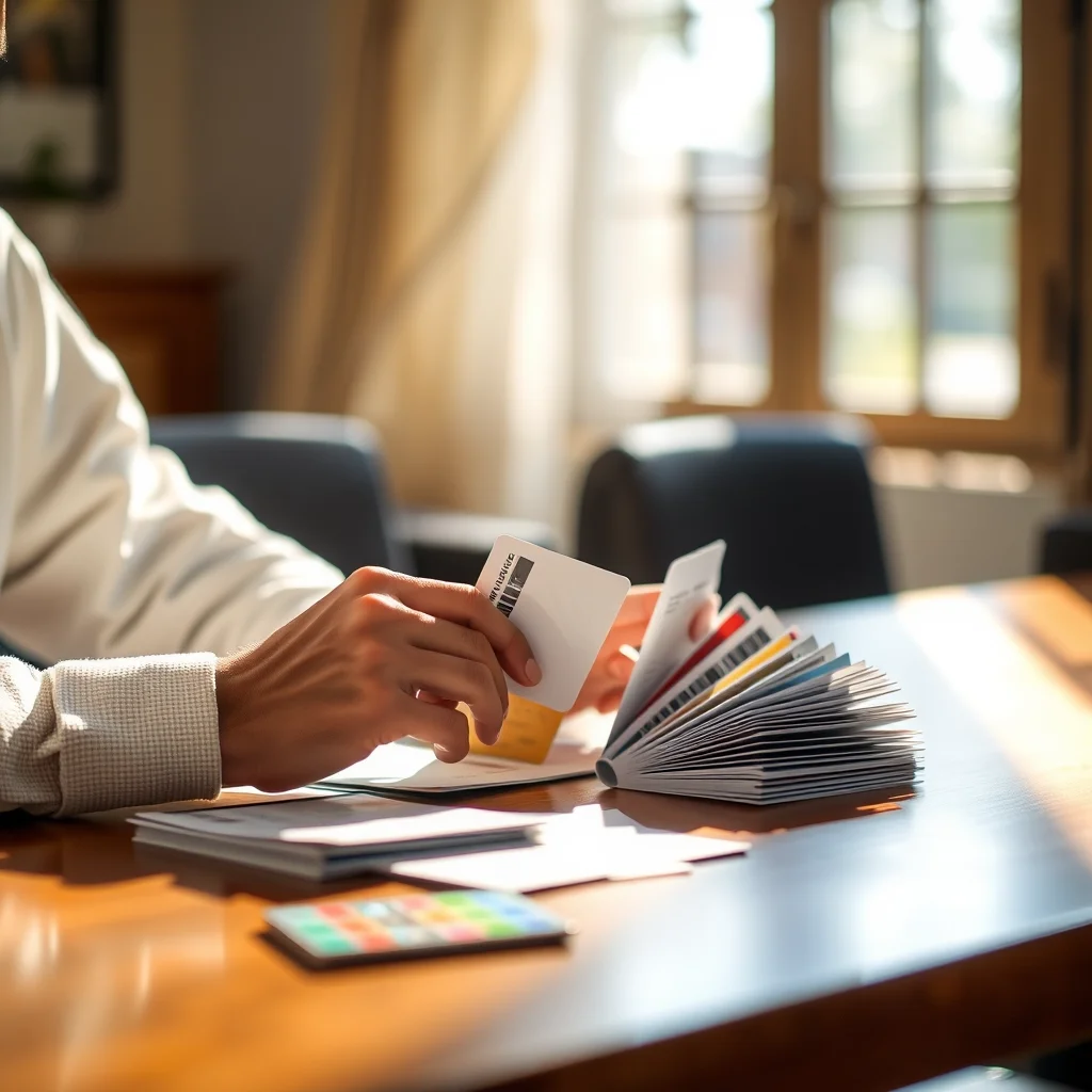Persona revisando ofertas de tarjetas de crédito.