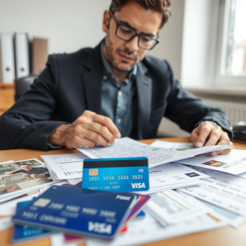 Persona comparando ofertas de tarjetas de crédito.