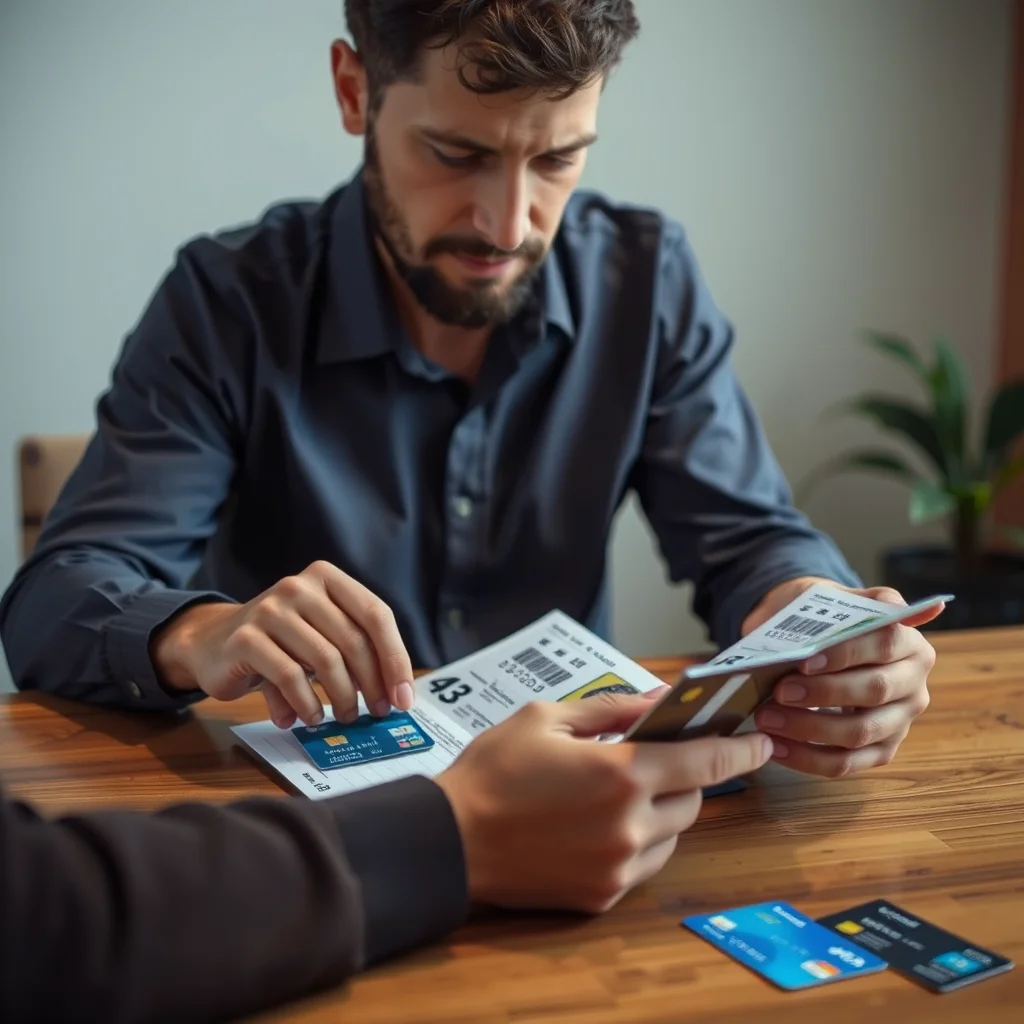 Persona revisando ofertas de tarjetas de crédito.