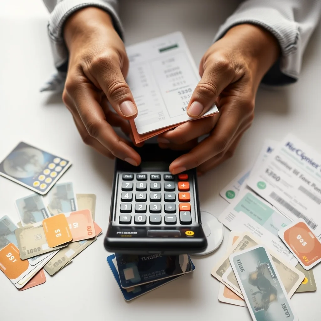Cálculo de gastos con tarjetas de crédito.
